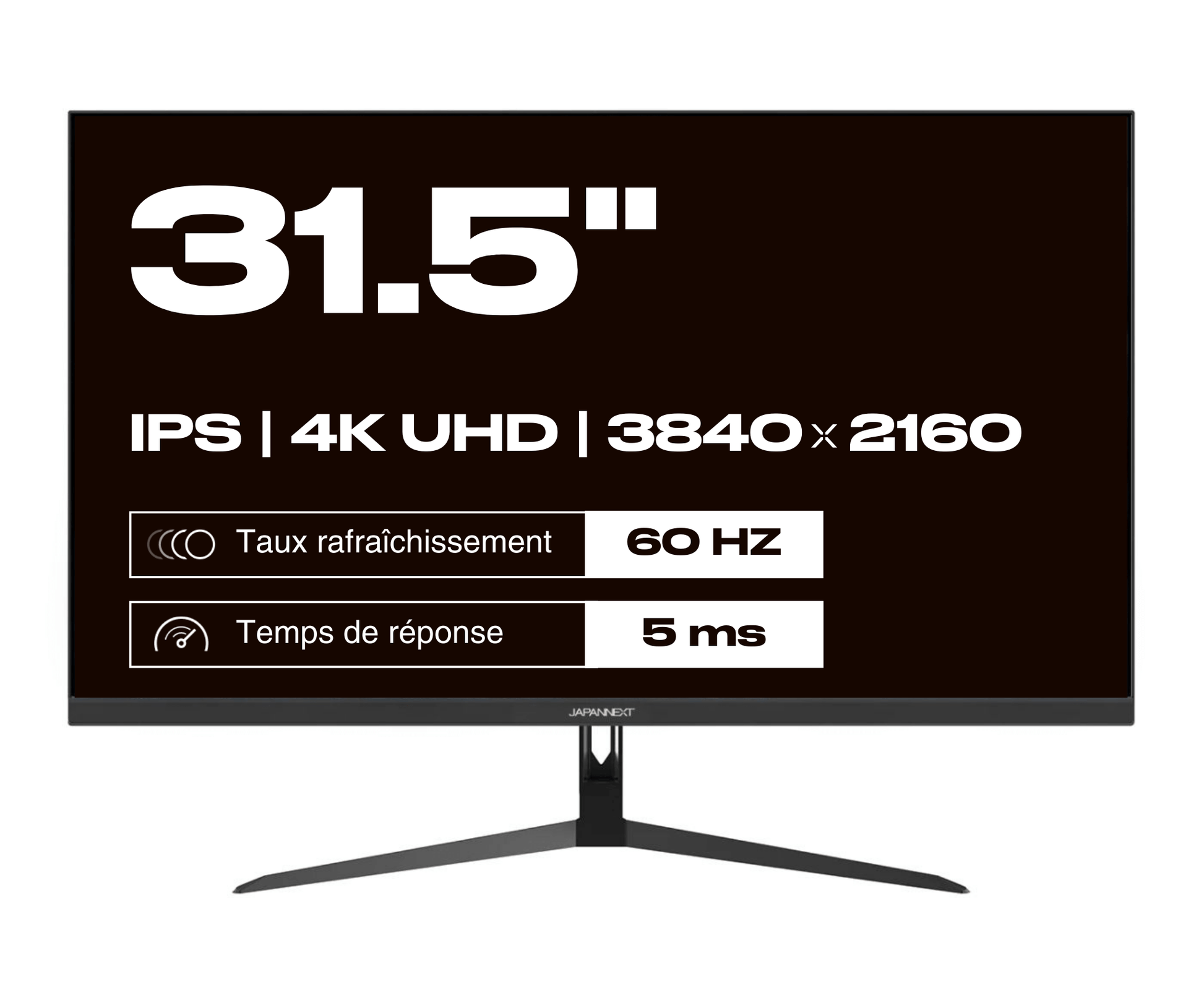 Écran PC, 31,5, UHD 4K (3840x2160), 60Hz, Dalle IPS